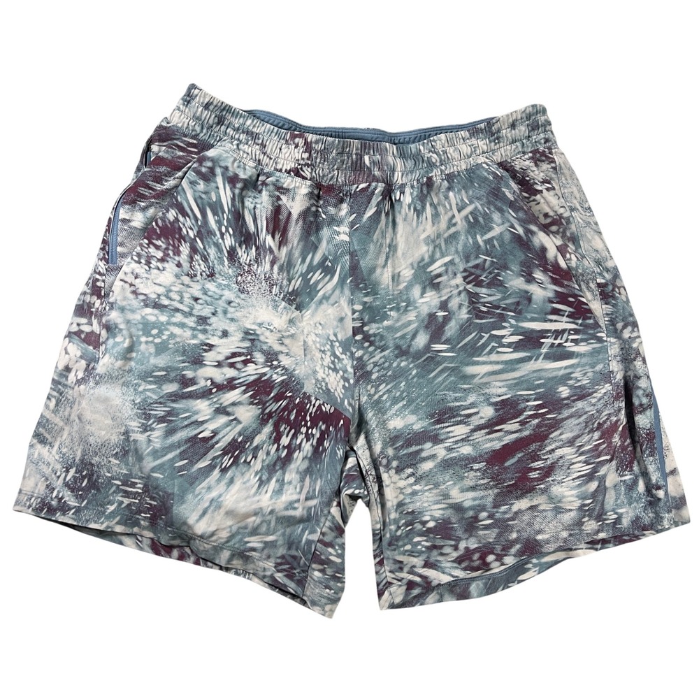 Lululemon Pace Breaker 7" Linerless Shorts Mens Large Flicker Utility Blue Print - Picture 3 of 15